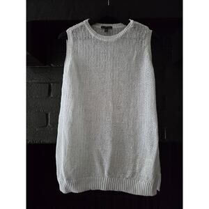 Eileen Fisher Organic Linen Coastal Fisherman knit sleeveless tunic top size M